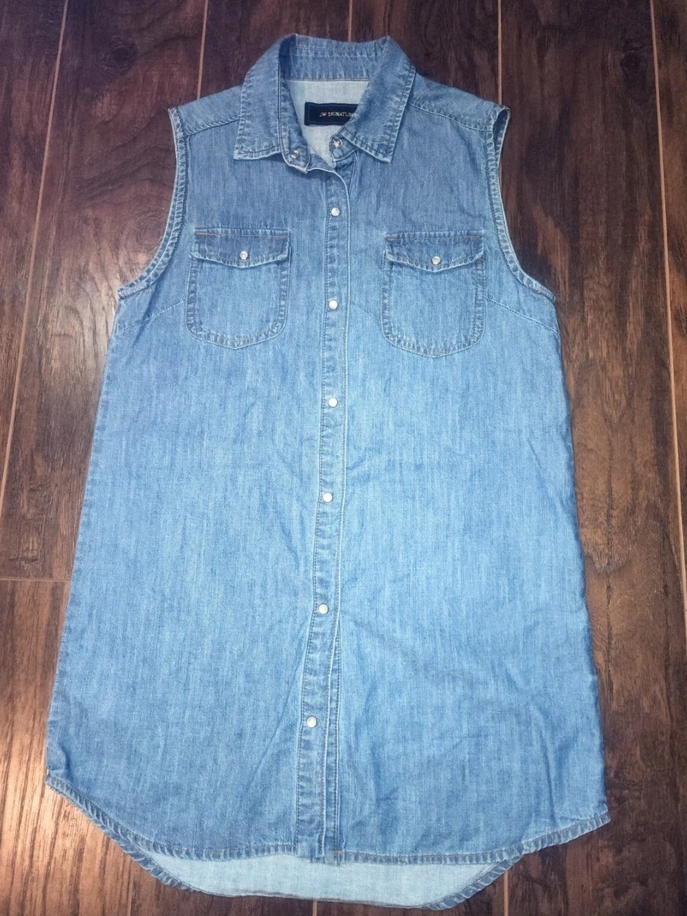 JW Signature Light Blue Sleeveless Denim Shirt